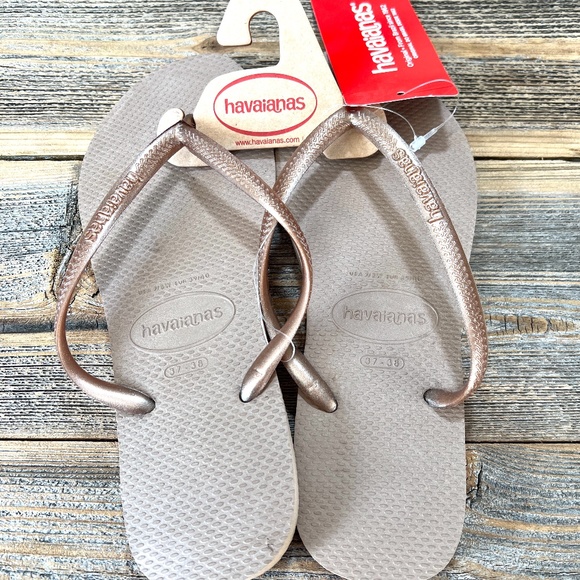 Havaianas Shoes Havaianas Slim Glitter Strap Flip Flops Shoes Beige
